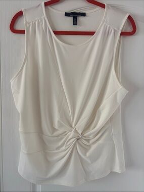 NWOT White House Market Black Ivory Shirred w/Knot-Front Sleeveless Top 
SIZE XL